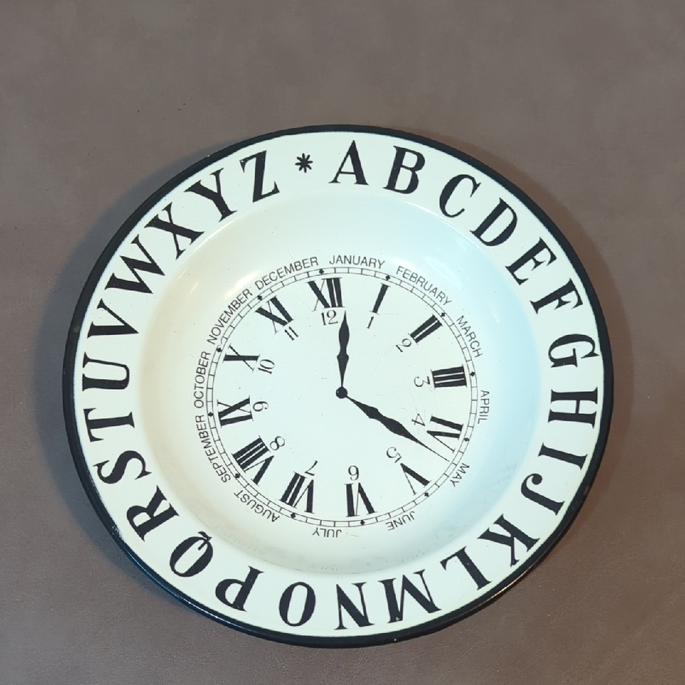 MIKKIMUG Alphabet Plate Bowl Clock Face Months England Vintage